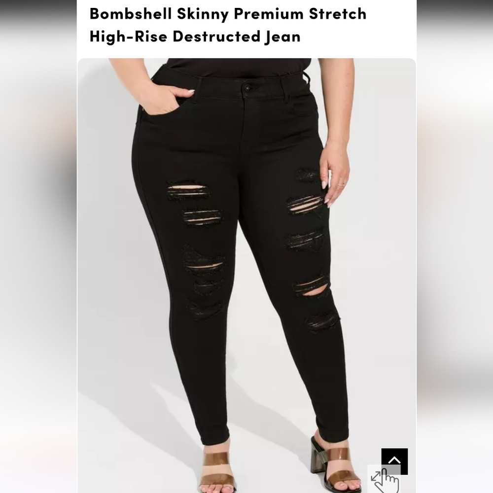 Torrid 18R Black High-Rise Distressed Skinny Bombshell Jeans